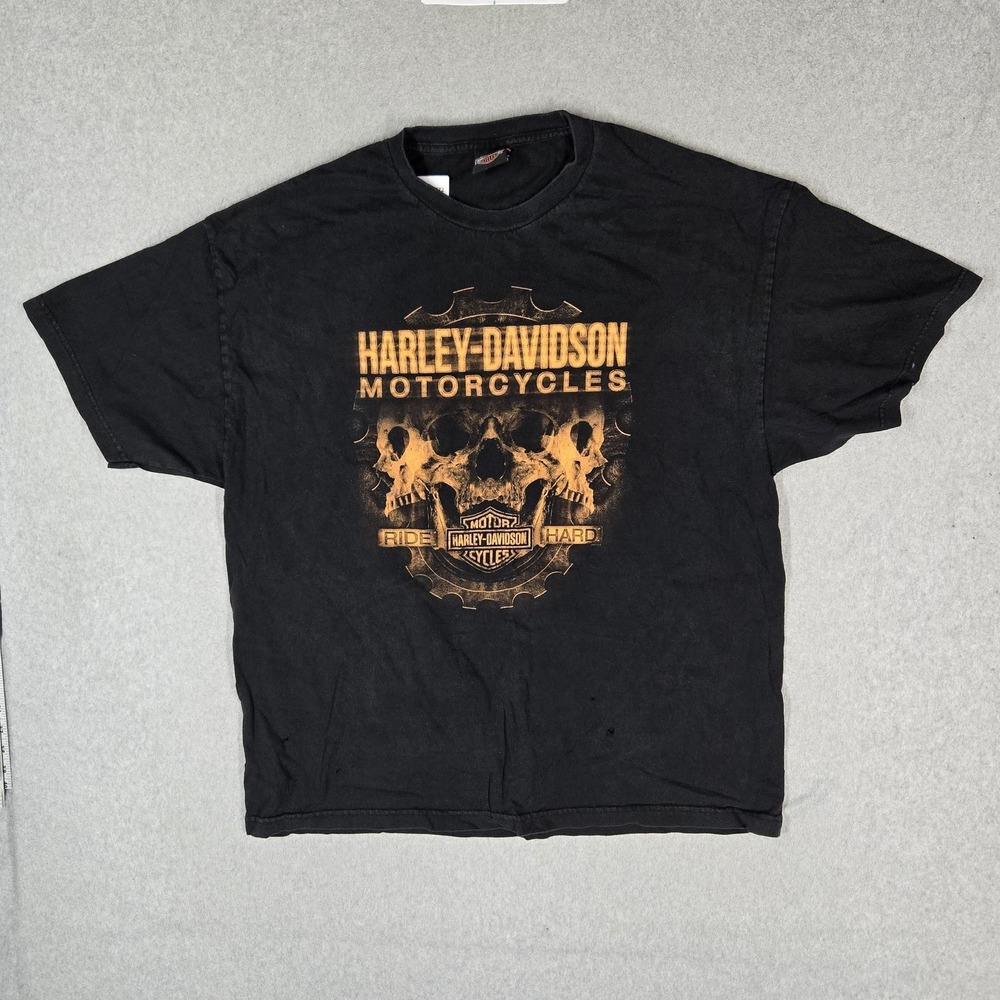 Harley-Davidson Men Shirt 2X-LARGE Black Jamestown California Graphic Skull READ